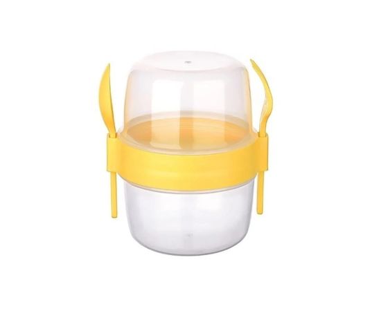 Plastic cup-container with spoon and fork TITIZ AP-9452 18281 11,9x11,2x13cm 800ml