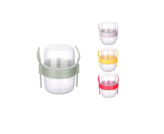 Plastic cup-container with spoon and fork TITIZ AP-9452 18281 11,9x11,2x13cm 800ml