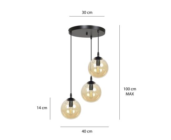 საკიდი EMIBIG Cosmo Premium 3 E14 3x MAX 40W შავი MIODOWY