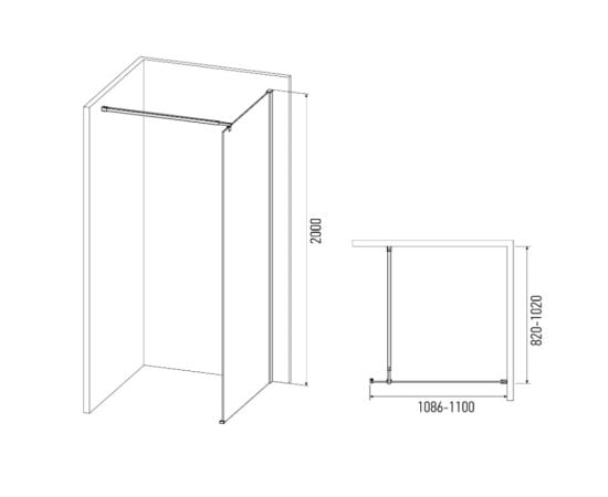 Shower glass Alex Baitler  AB29110S1 110×200 cm transparent