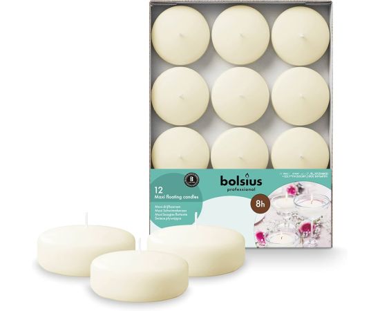 Tea Candle Bolsius Maxi Floating Ivory 12pcs