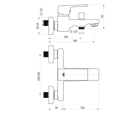 Bath mixer Rubineta Modena-10/K Chrome