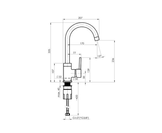 Kitchen faucet Rubineta Axe 33 BK2 black