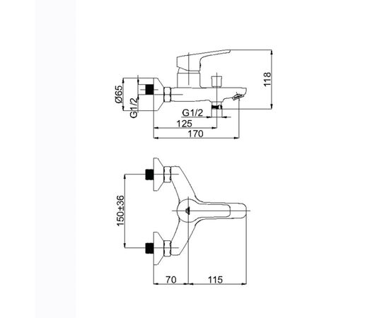 Bath faucet Rubineta Uno-20 (BK2)