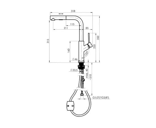 Kitchen faucet with pull-out spout Rubineta Bona-35 Black