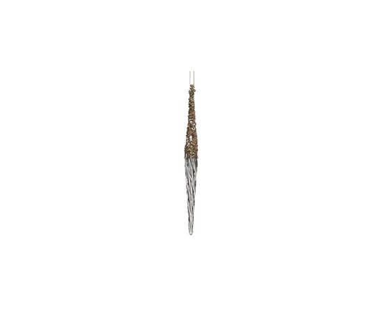 Christmas tree decoration glass icicle GLSS BEAD TOP ICICLE CLR GLD 20cm