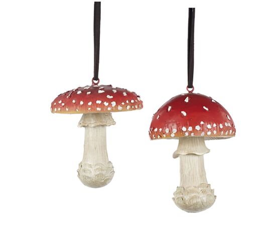 Christmas decoration of the Christmas tree mushroom MUSHROOM ORN ASS/2 RD WH CRM 7.5cm