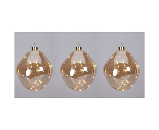 Christmas toy organic ball set3 w led gold