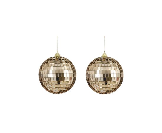 New Year's toy mirror ball champagne 10 cm 2 pc