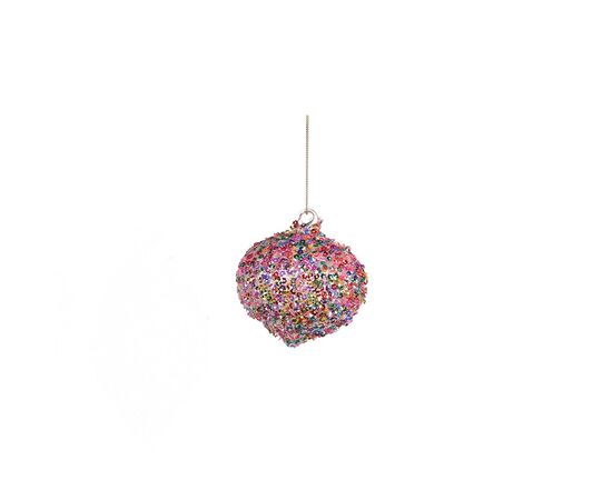 Christmas tree decoration glass ball GLSS SEQ COVERED BALL FIN ORN ASS 3 MULTI 8cm