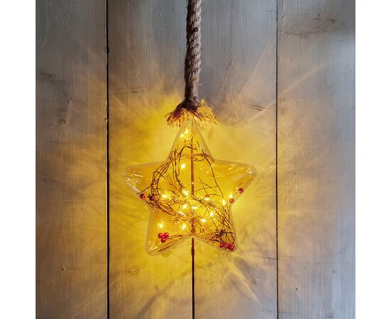 Christmas decoration with glass rope glass star with berries