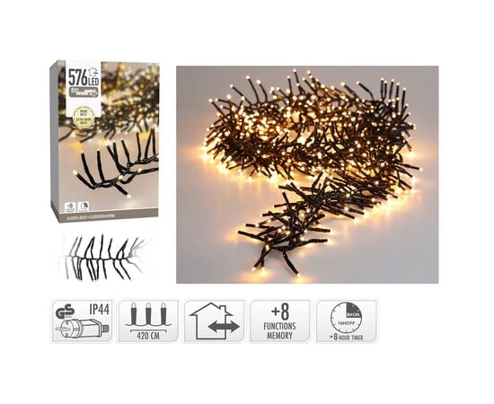 Christmas garland cluster lights 576l ww