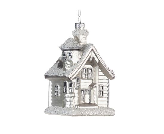 Christmas decoration glass winter house GLSS WINTER HOUSE ORN WH 13cm