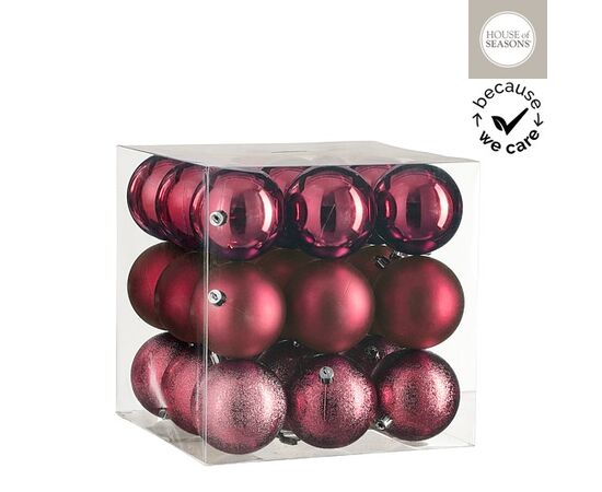 New Year's toy ball burgundy 8 cm 27 pcs