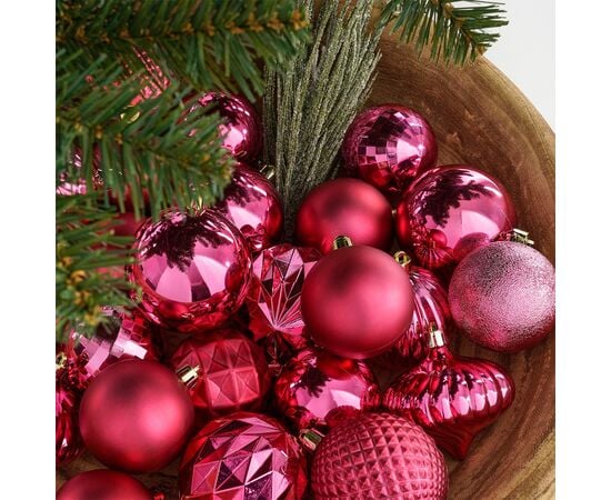 Christmas toys burgundy fuchsia 60 pcs 7 cm