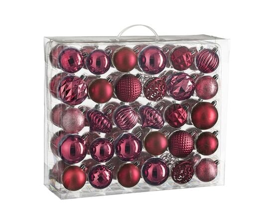 Christmas toys burgundy fuchsia 60 pcs 7 cm