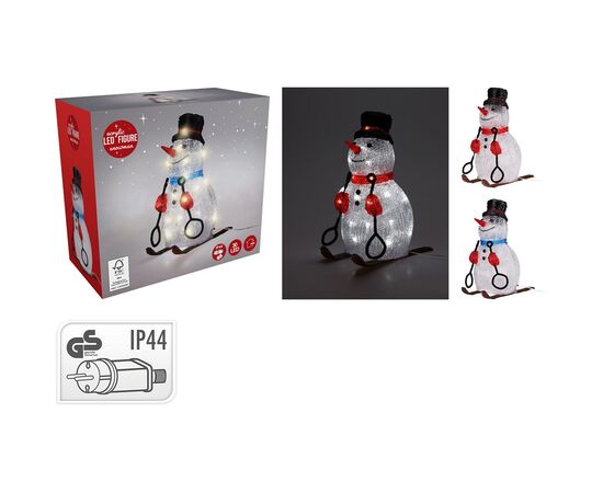 Christmas decoration snowman on skis 31 cm 2ass