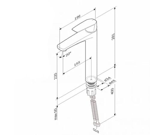 ხელსაბანის შემრევი მაღალი AM.PM F90A92000 Chrome