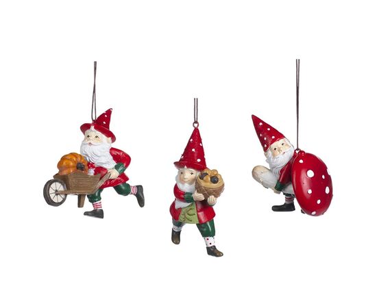 Christmas tree decoration Santa gnome SANTA GNOME W/FOOD ORN ASS/3 RD 8.5cm