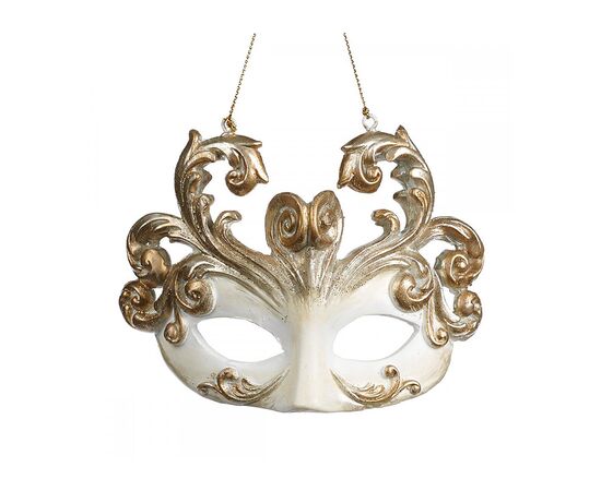 Christmas decoration mask ACANTHUS MASK ORN CRM GLD 9cm