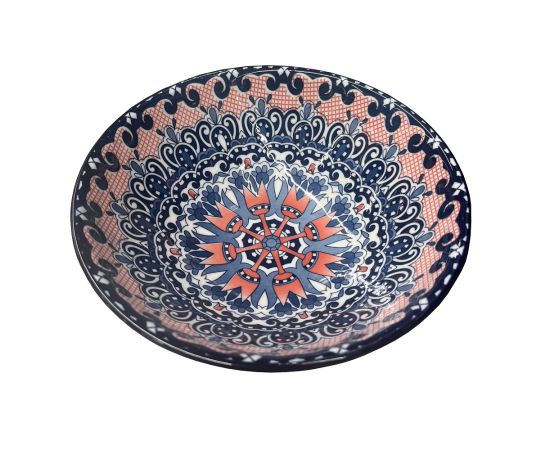 Deep plate ceramic DONGFANG QT005-2 22022 20cm blue/orange