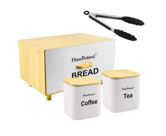 Set of metal bread box and spice jars 23