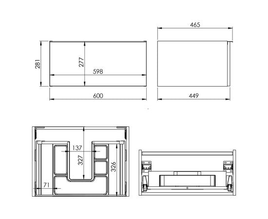 Washbasin hanging cabinet Elita Look 60 1DR HG PDW white