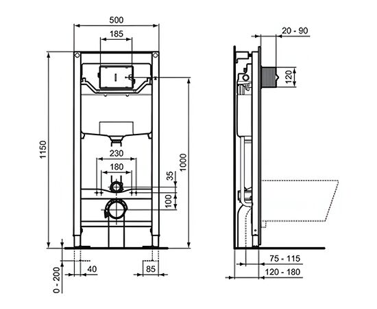 Комплект инсталляция с подвесным унитазом  Ideal Standart Tesi white