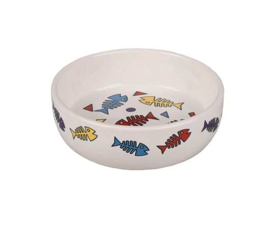 Cat food bowl ceramic Flamingo M 13,5x13,5x4cm 375ml round white