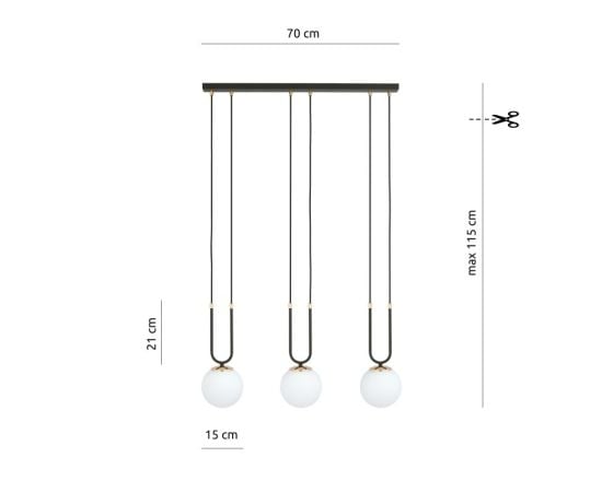 Подвес EMIBIG GLAM 3 E14 3x MAX 40W черный опал