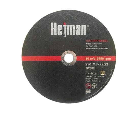 Диск отрезной по металлу Hetman 41 14А 230x2x22.23 мм