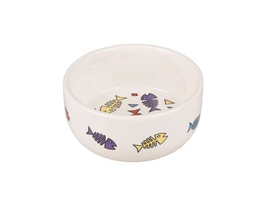 Cat food bowl ceramic Flamingo S 11,5x11,5x5,3cm 325ml round white