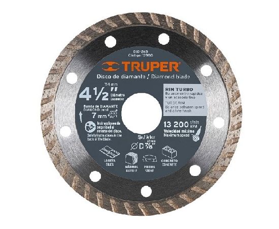 Diamond blade Truper Turbo DID-245 115 mm