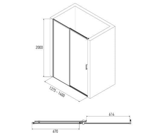 Shower door Alex Baitler AB61C140 140×200 cm