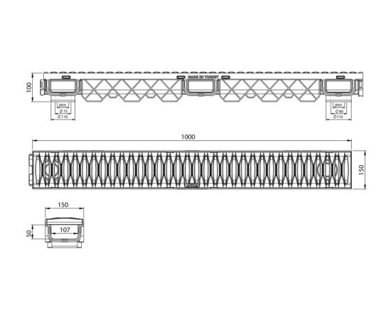 Drainage tray Torun Plastik class A15 1000 mm