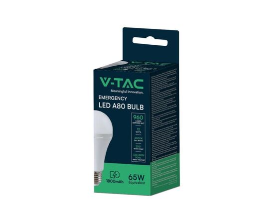 Lamp V-TAC 12W A80 4000K E27 7794 with battery