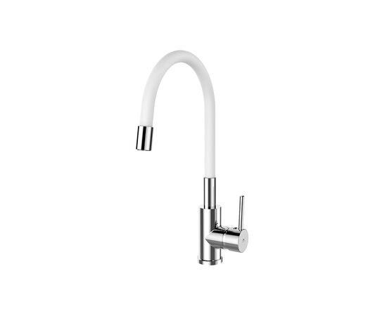 Kitchen faucet with flexible spout white Rubineta TW30078 Twister-33 (WT)