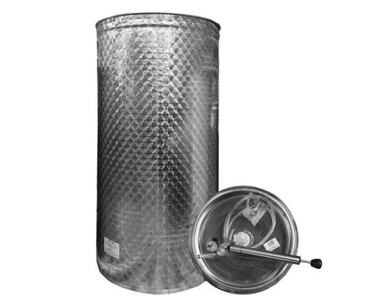 Stainless steel barrel with pneumatic crank 600 l