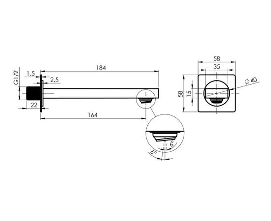 Concealed shower system Rubineta chrome Thermo-3F-Olo SQ 625040