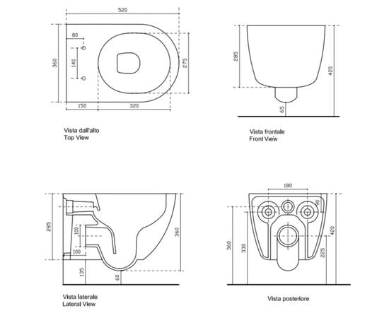 Wall mounted toilet bowl with lid GALASSIA Dream Matt Black 52x36 cm