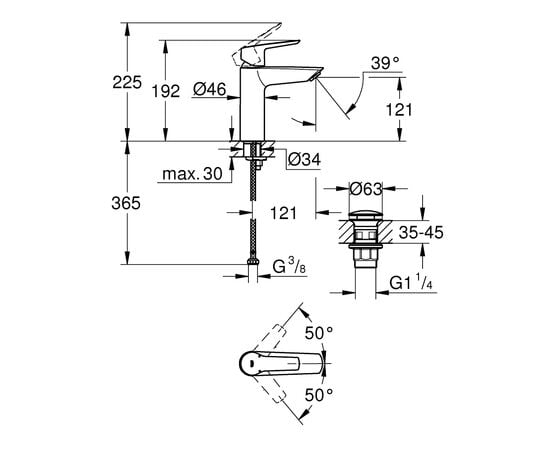 Смеситель для умывальника Grohe 235752432 Start OHM Black