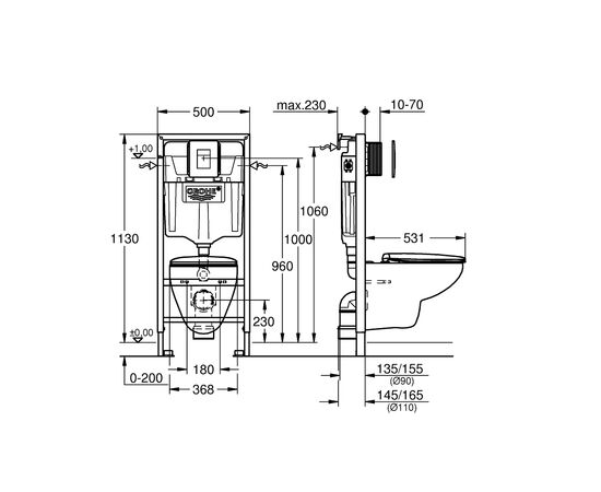 Комплект инсталляция с подвесным унитазом Grohe 39586000