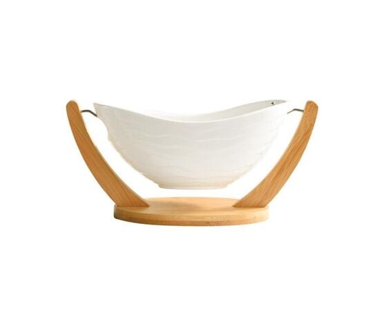 Ceramic dishes with bamboo stand BONE BRILLIANT 38cm PD2260 15