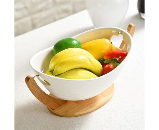 Ceramic dishes with bamboo stand BONE BRILLIANT 38cm PD2260 15