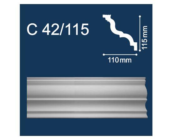 Потолочный плинтус Solid С42/115 белый 2 м