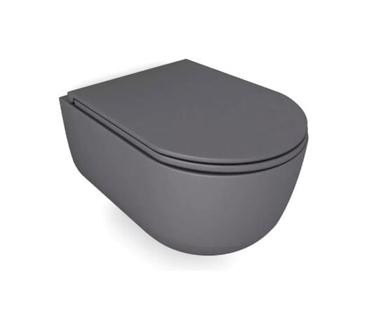 Wall mounted toilet bowl with lid GALASSIA Dream Matt grey 52x36 cm