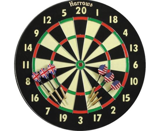 Dartboard with darts HARROWS FAMILY DART GAME BOARD