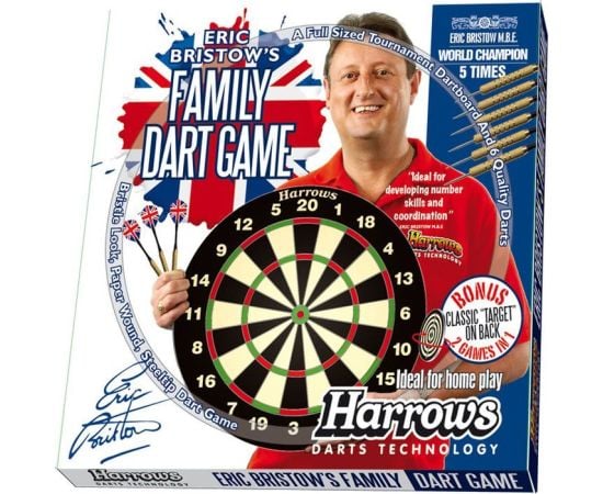 Dartboard with darts HARROWS FAMILY DART GAME BOARD