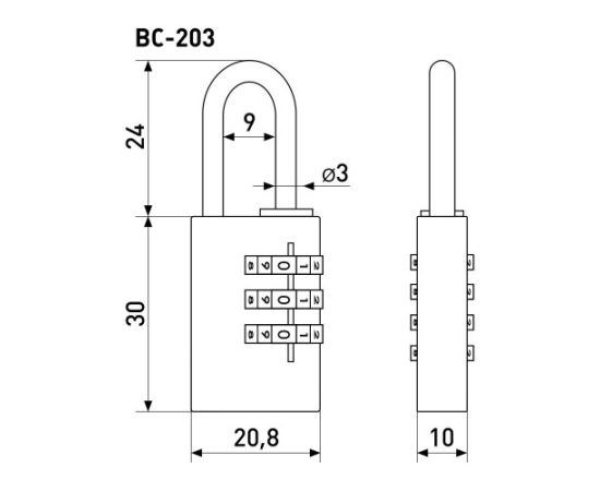 Padlock with coding Soller BC203