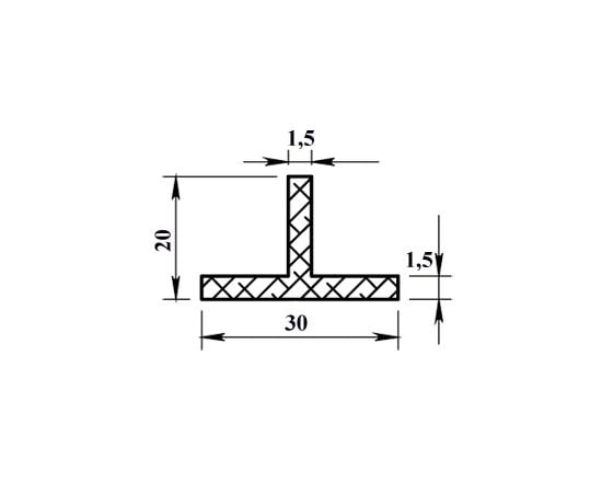 Алюминиевый Т-образный профиль PilotPro 30х20х1,5 1 м